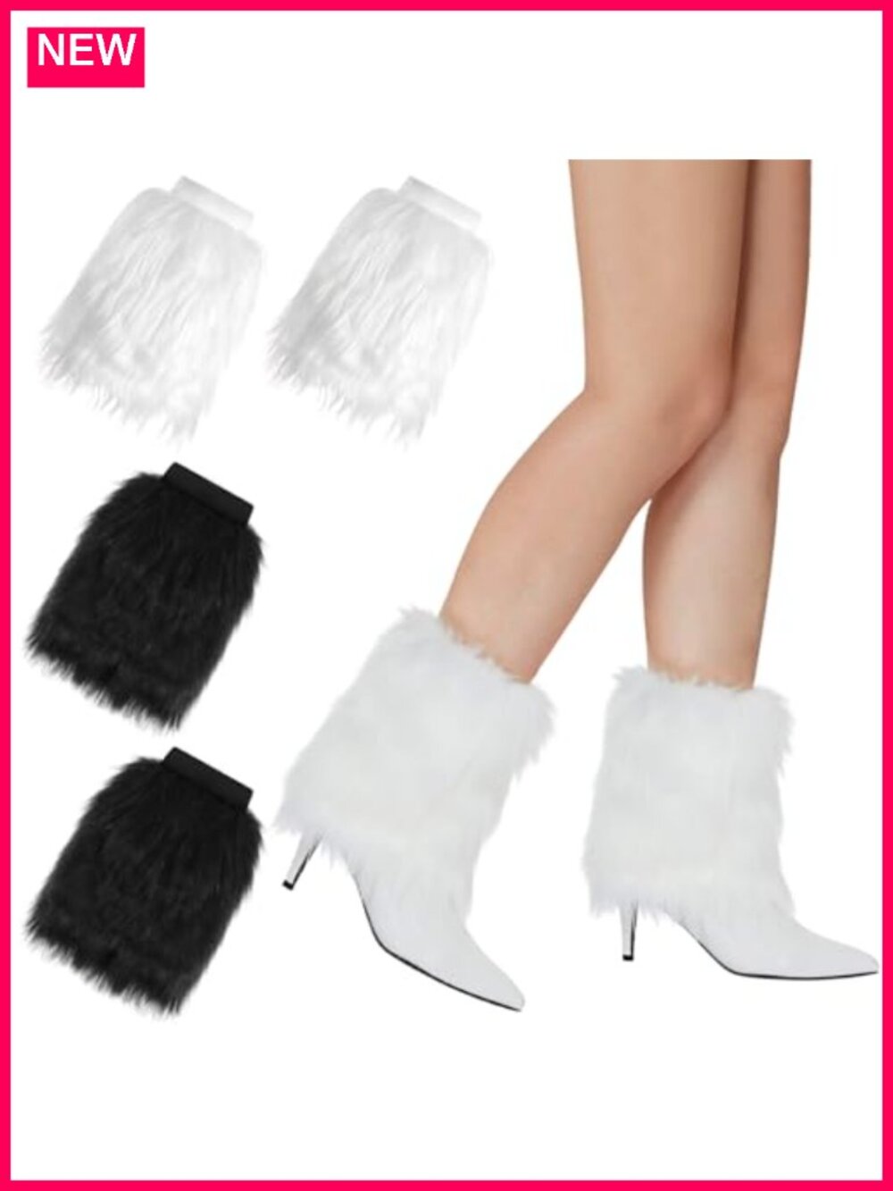 Women's Faux Fur Leg Warmers - 2 Pairs Boot Cuffs